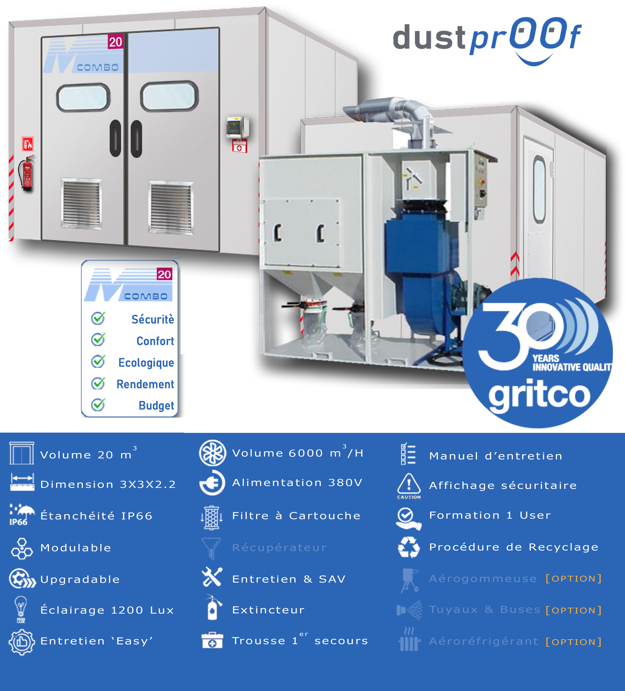 Cabine d'aérogommage M20 Combo